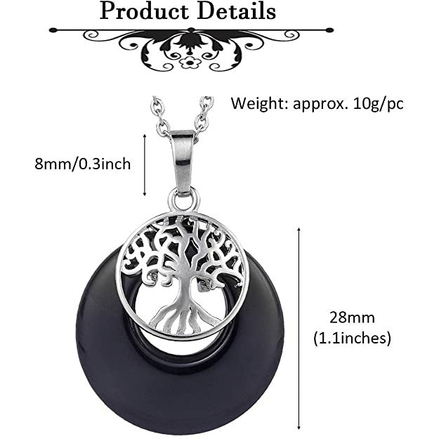 Boom Des Levens Ketting Met Groene Aventurijn Hanger – Donutvormige Edelsteen Met Levensboom Bedel – Reiki Chakra Wicca Sieraad – 58cm Ketting – Spirituele Edelsteen Voor Liefde Energie Balans & Bescherming – Meditatie Steen