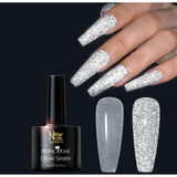 12 Stuks - 8ml Reflecterende Glitter Gel Nagellak - Professioneel - Schitterende Diamant Nagellak Gel - Glow Sealer - Zilveren Nagellak - Soak Off UV Gel