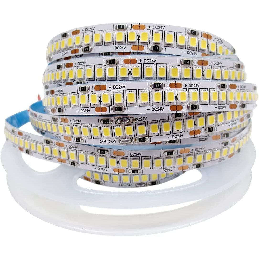 24V Super Heldere LED Stripverlichting - 5m - 1200 LEDs - 240 LEDs/m - Wit 6000K - SMD 2835 - 72W - IP20 Niet-Waterdicht - 10mm Breed - Eenvoudige Installatie - Energiezuinig en Veilig Gebruik