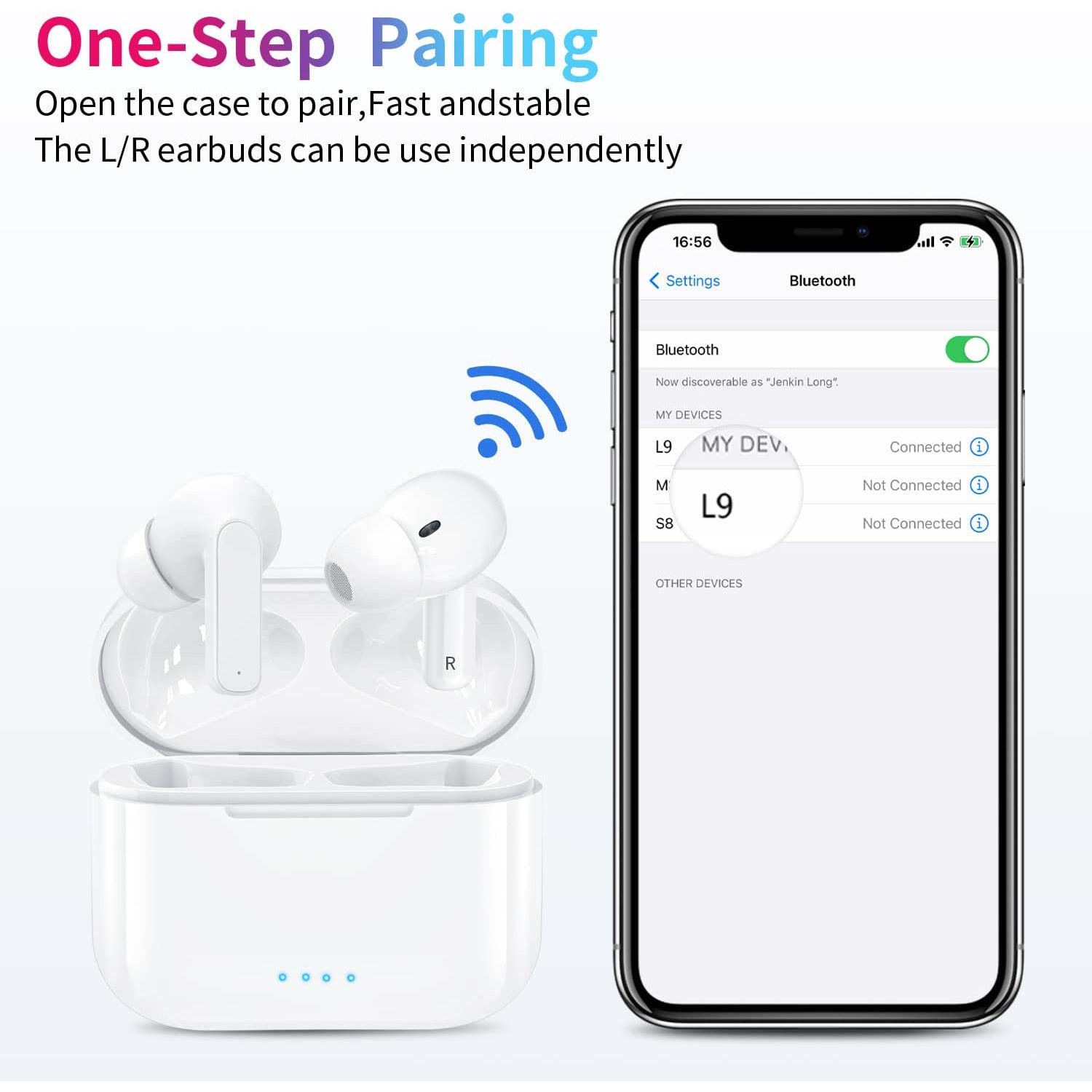 Socear Bluetooth Oordoppen - 5.1-koptelefoon Draadloze Oordopjes - Sport In-Ear Met Microfoon - 38U Oplaadetui - Aanraakbediening - Hifi-Stereo - IPX5 Waterdicht - Voor iPhone Huawei Samsung Xiaomi Sony