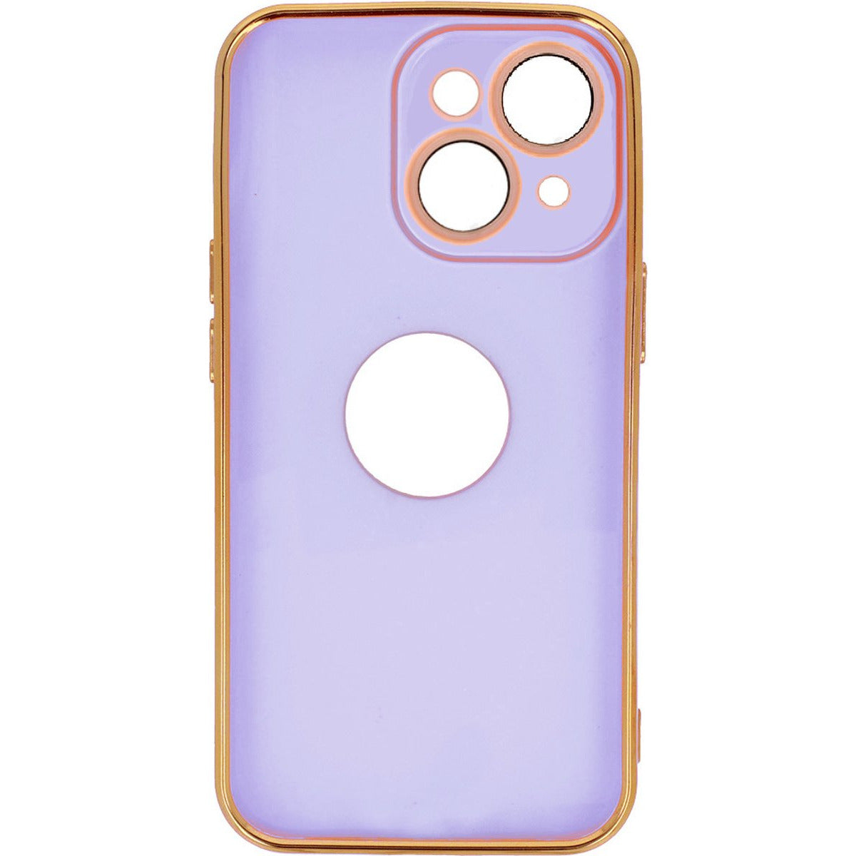 Back Cover Hoes - Geschikt Voor Apple iPhone 14 - Achterkant Hoesje met Zichtbaar Logo - Zachte Siliconen Hoes - Volledige Cameralens Bescherming - Telefoonhoesje - Flexibel - Unisex - Goudkleurig / Blauw