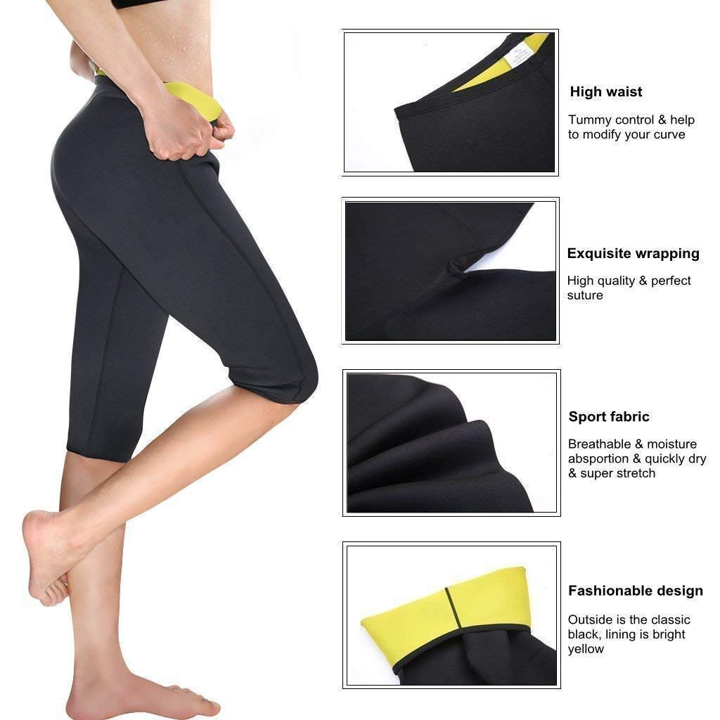 Hoge Taille Sauna Trainingsbroek Dames - Maaat L - Slankmakende Thermo Joggingbroek - Neopreen Polyester Nylon Yoga Legging - Zweetverhogende Fitnessbroek - Compressie Sportbroek - Ademend en Vochtafvoerend - Ideaal voor Fitness, Yoga, Hardlopen