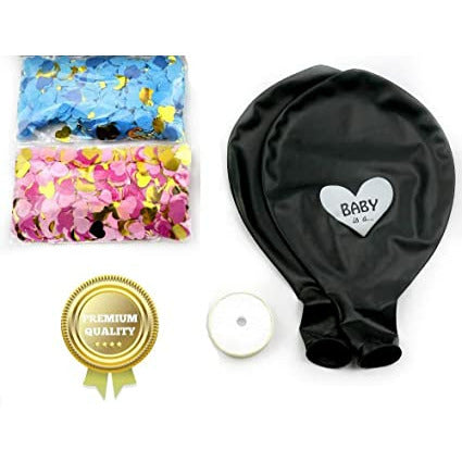2-Pack Gender Reveal Set -  Gigantische 36-Inch Latex Gender Reveal Ballonnen met Hartontwerp - Inclusief Roze en Blauwe Hartvormige Confetti - Eenvoudige Montage - Gratis 1,5m Goud Satijnen Lint - Perfect voor Babyshowers en Fotoshoots