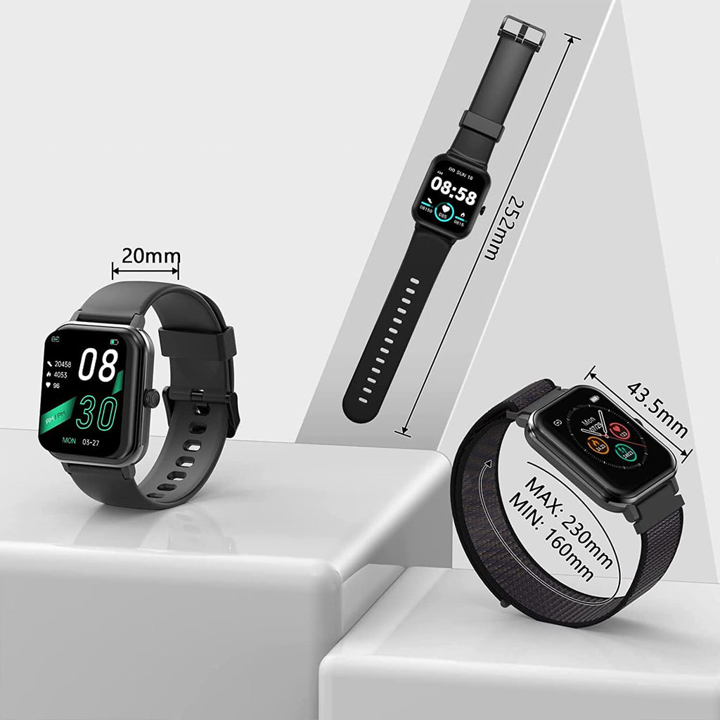 Blackview - R3 Pro - Fitness Smartwatch - fitnesshorloge - 1,69 inch Touchscreen Scherm - Met Hartslagmeter - Slaapmonitor - Weersvoorspelling - SpO2 - Stappentellerhorloge - Sporthorloge - Activiteitentracker - Voor Android / iOS - Unisex - Zwart
