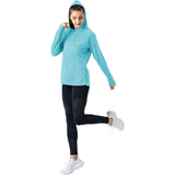 UPF 50+ Zonbescherming Hoodie - Elastische Yoga Hoodie - Lange Mouw Sport Shirt - Fitness  Trui Met Capuchon - Wandelen Outdoor UV-shirt - Lichtgewicht - Licht Blauw