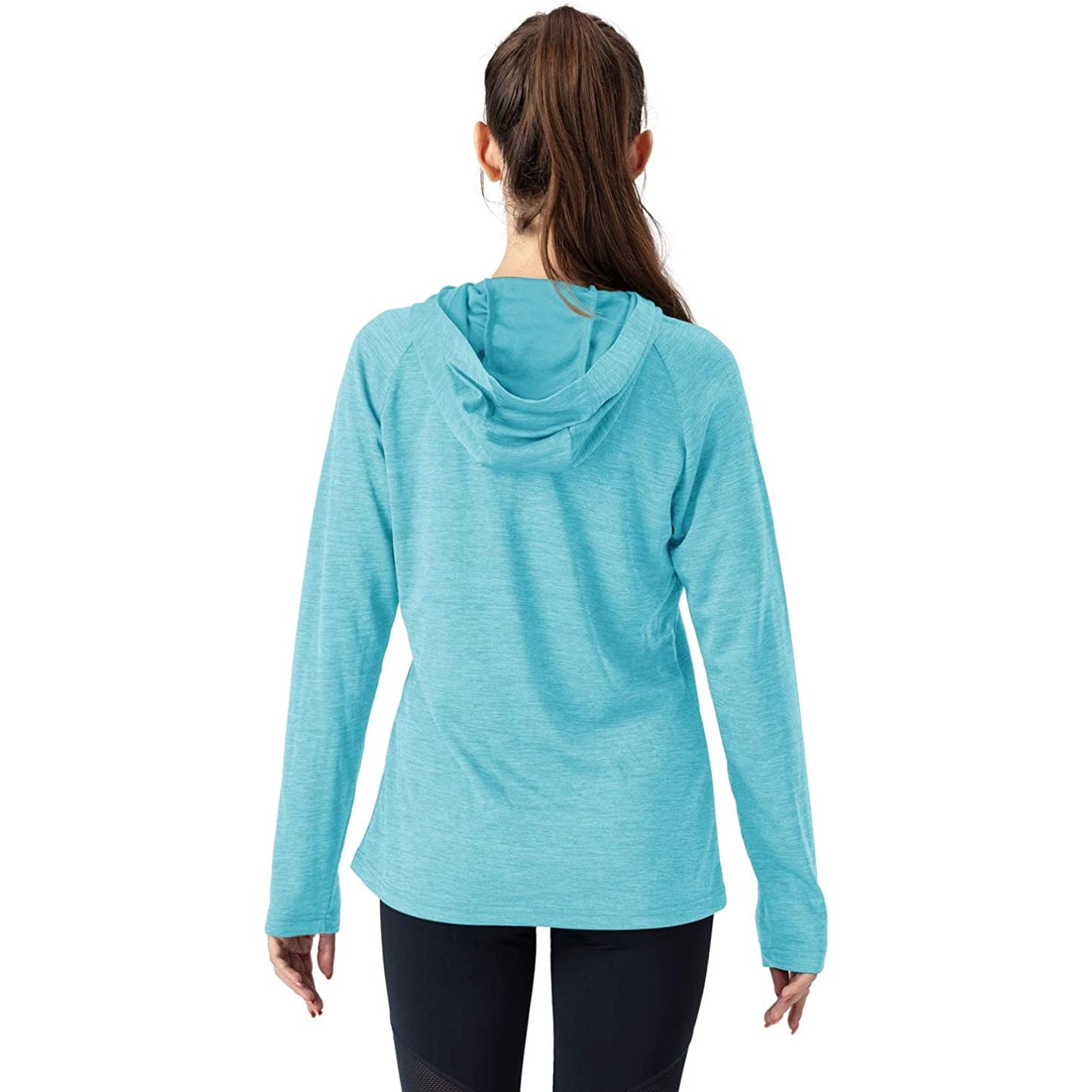 UPF 50+ Zonbescherming Hoodie - Elastische Yoga Hoodie - Lange Mouw Sport Shirt - Fitness  Trui Met Capuchon - Wandelen Outdoor UV-shirt - Lichtgewicht - Licht Blauw