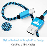3 Stuks  - Extreem Duurzame Gewoven USB-C Oplaadkabels - gevlochten nylon - USB-kabel type C compatibel met Samsung Galaxy S10/S9/Note 8, Huawei P30/P20/Mate 20