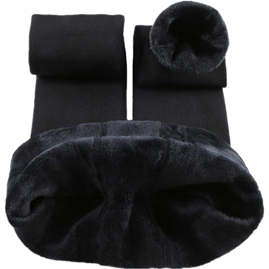 Gevoerde Warm Leggings voor Dames - Elastische Thermische Broek - Fleece Gevoerde Dikke Panty's - Met Hiel en Enkel Cover - Maat S / M - Zwart