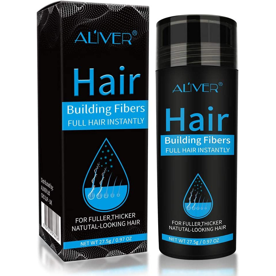 Aliver - Haarvezels Voor Dunner Wordend Haar -  Natuurlijke Formule - Dikker Voller Haar In 15 Seconden - Verbergt Haaruitval - Unisex 0.97Oz - Zwart
