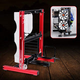 Open Aluminum PC Frame - Verticale Computer Overclocking Chassis - Aluminum Frame - PC Case - DIY Self-assembly Chassis - Rack for ITX 17 x 17 cm / M-ATX / ATX Motherboard - Rood / Zwart