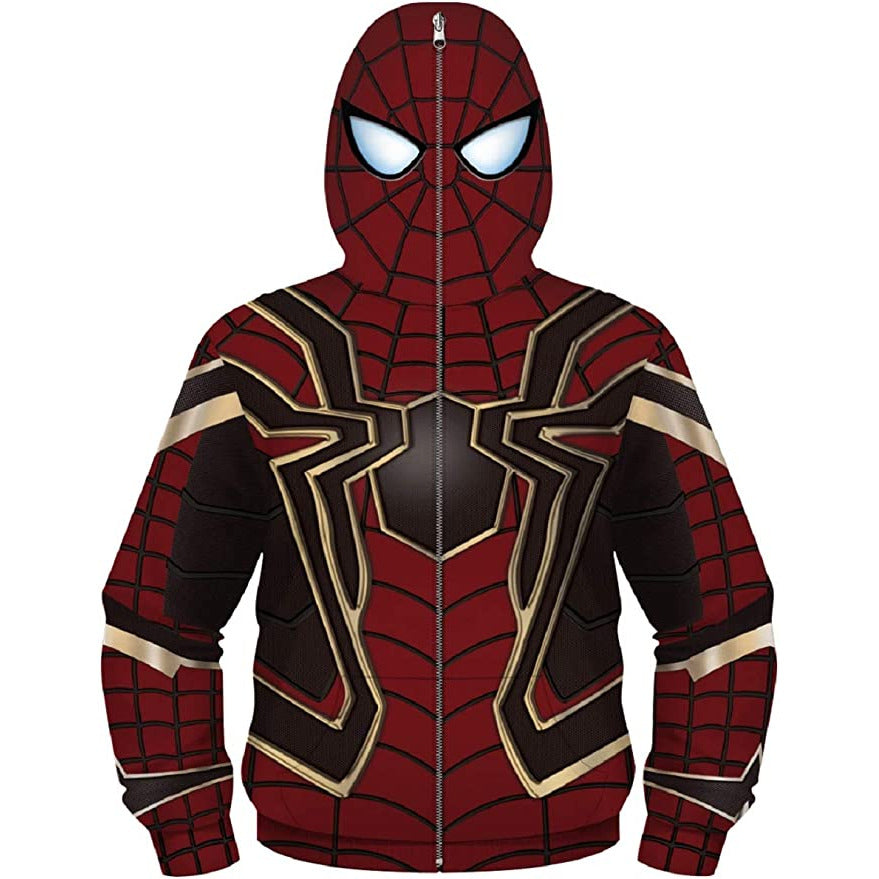 Spiderman Hoodie -Voor Kinderen - Miles Morales - Zip-up Jas - Cosplay Sweatshirt - Hallo Carnaval - Hooded Kostuum - No Way Home