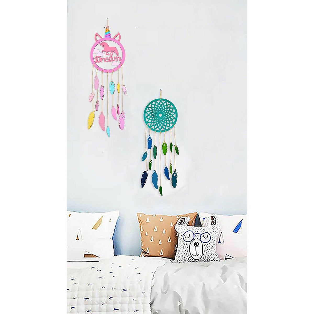 2 Stuks - DIY Houten Dream Catcher Pakket - Inclusief Jute Touw - Dromenvanger Bouw Set - Hangende Ornament - Cut Out Dreamcatcher Bouw Set - Dromenvanger Doe-Het-Zelf-kunst Knutselpakket