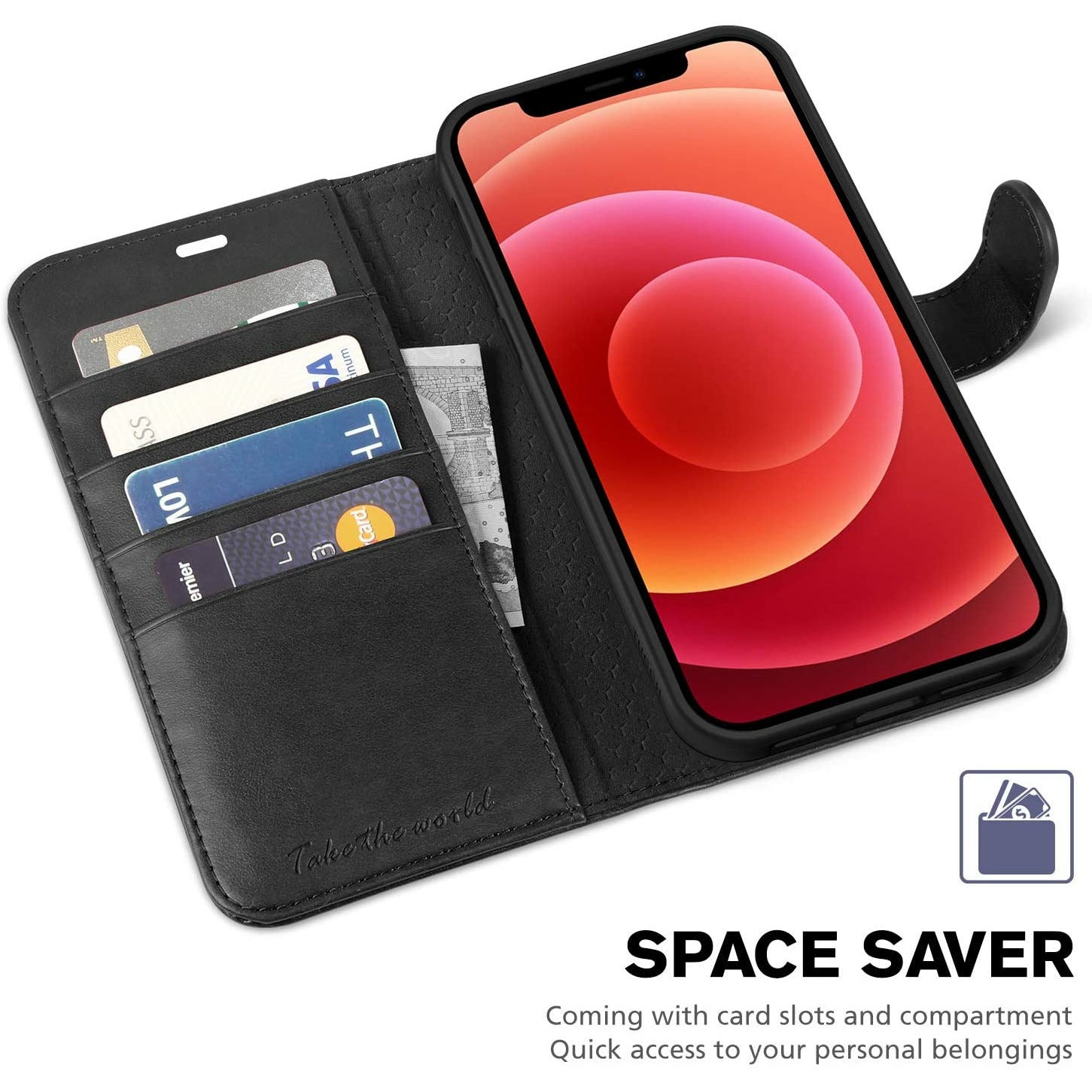 TUCCH - iPhone 12 Pro Max Hoesje 6.7 Inch – Leren Flip Cover Met Kaarthouders – Portemonnee Hoes Met Magneetsluiting & Standaardfunctie – RFID Blokkering – Schokbestendige Bookcase – Volledige Bescherming – Niet Compatibel Met Andere Modellen