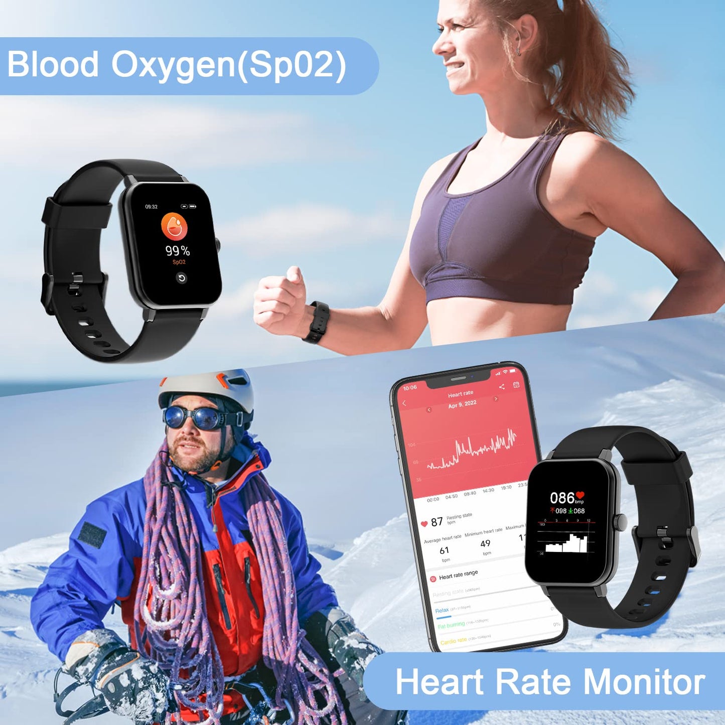 Blackview R3 Pro Smartwatch – 1.69” Full Touch – 24 Sportmodi – Hartslag & SpO2 – 5ATM Waterdicht – Inclusief 2 Polsbandjes – iOS & Android