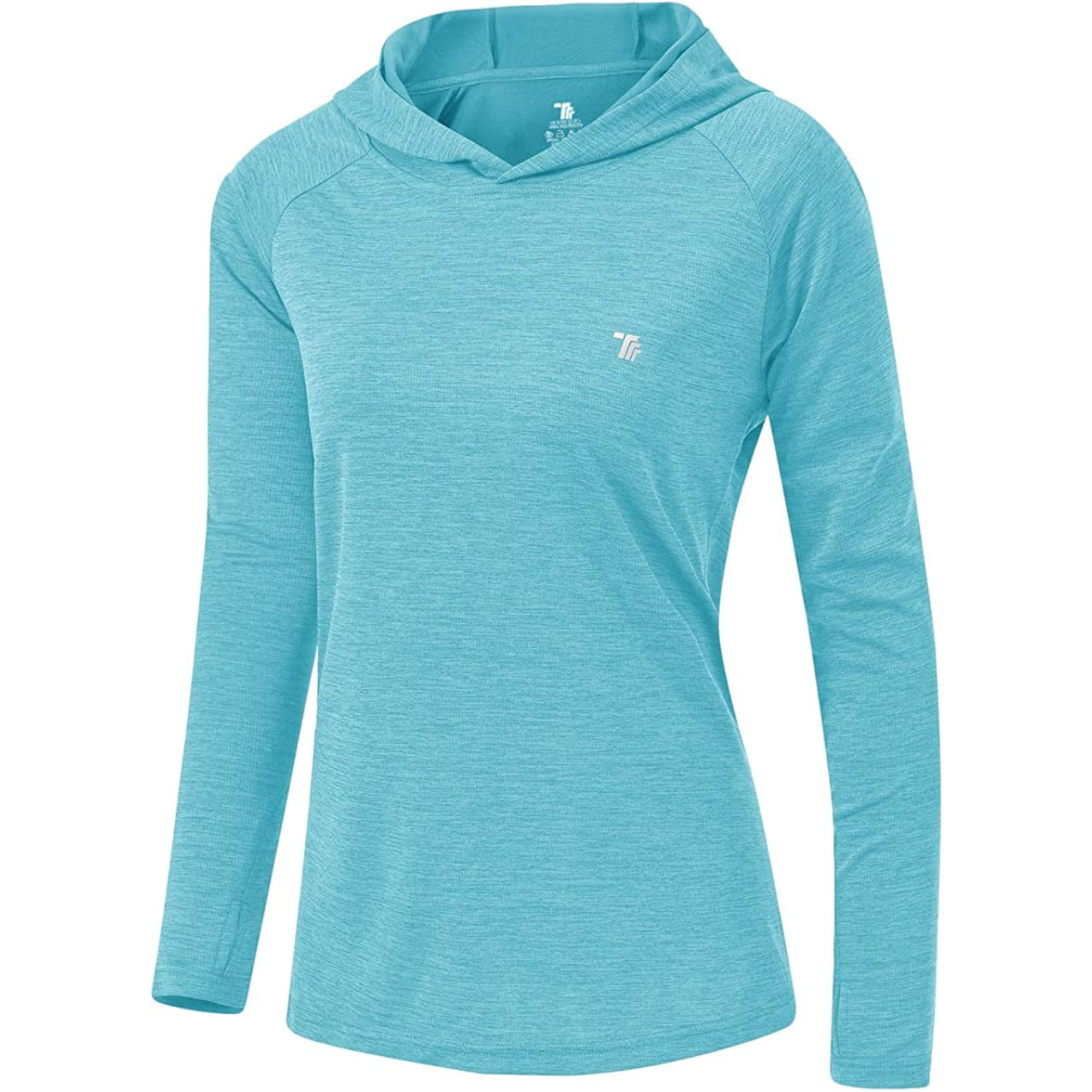 UPF 50+ Zonbescherming Hoodie - Elastische Yoga Hoodie - Lange Mouw Sport Shirt - Fitness  Trui Met Capuchon - Wandelen Outdoor UV-shirt - Lichtgewicht - Licht Blauw
