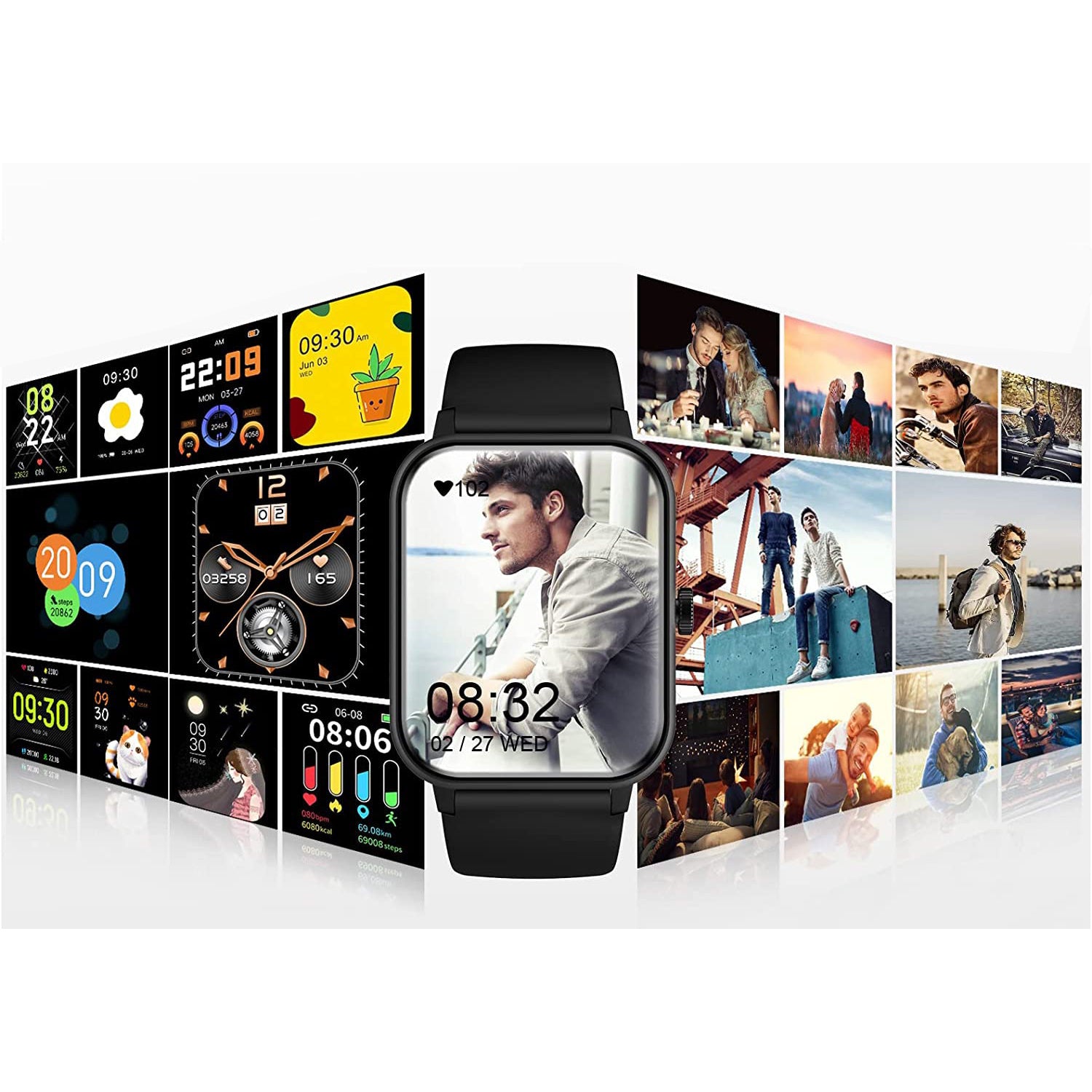 Blackview R3 Pro Smartwatch – 1.69” Full Touch – 24 Sportmodi – Hartslag & SpO2 – 5ATM Waterdicht – Inclusief 2 Polsbandjes – iOS & Android
