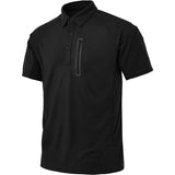Rdruko - Outdoor Heren Polo - Quick Dry Stof - Sneldrogende Poloshirts - Ademend - Hiking Militair T-shirt - Korte Mouwen - Zwart