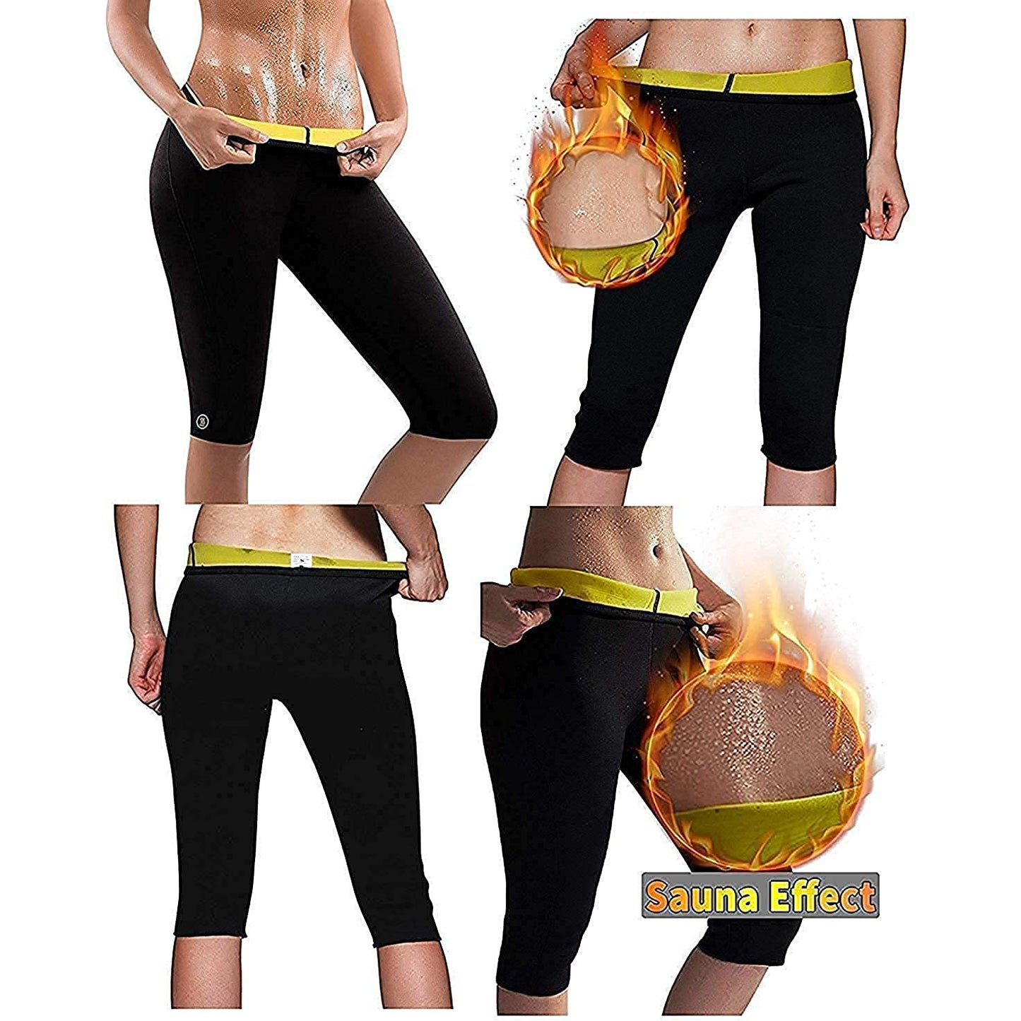 Hoge Taille Sauna Trainingsbroek Dames - Maaat L - Slankmakende Thermo Joggingbroek - Neopreen Polyester Nylon Yoga Legging - Zweetverhogende Fitnessbroek - Compressie Sportbroek - Ademend en Vochtafvoerend - Ideaal voor Fitness, Yoga, Hardlopen