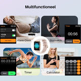 Q19 Pro - Smartwatch voor Vrouwen - Fitness Smartwatch - Voor Android / iOS Telefoons - Gezondheids- en Fitnessfuncties - Waterdicht - Cadeau voor Sportliefhebbers - Roze Goud (2023)