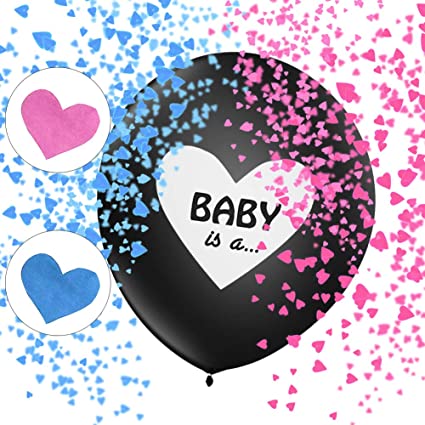 2-Pack Gender Reveal Set -  Gigantische 36-Inch Latex Gender Reveal Ballonnen met Hartontwerp - Inclusief Roze en Blauwe Hartvormige Confetti - Eenvoudige Montage - Gratis 1,5m Goud Satijnen Lint - Perfect voor Babyshowers en Fotoshoots