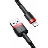 Baseus - USB Lightning Kabel - 1,5A - 2 Meter - Geschikt voor Apple iPhone - Nylon Gevlochten Oplaadkabel - Duurzaam Ontwerp - USB naar Lightning Kabel - Bestandsoverdracht en Opladen - Aluminium Connectors - Anti-War Technologie