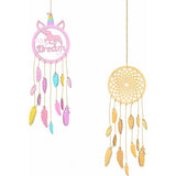 2 Stuks - DIY Houten Dream Catcher Pakket - Inclusief Jute Touw - Dromenvanger Bouw Set - Hangende Ornament - Cut Out Dreamcatcher Bouw Set - Dromenvanger Doe-Het-Zelf-kunst Knutselpakket