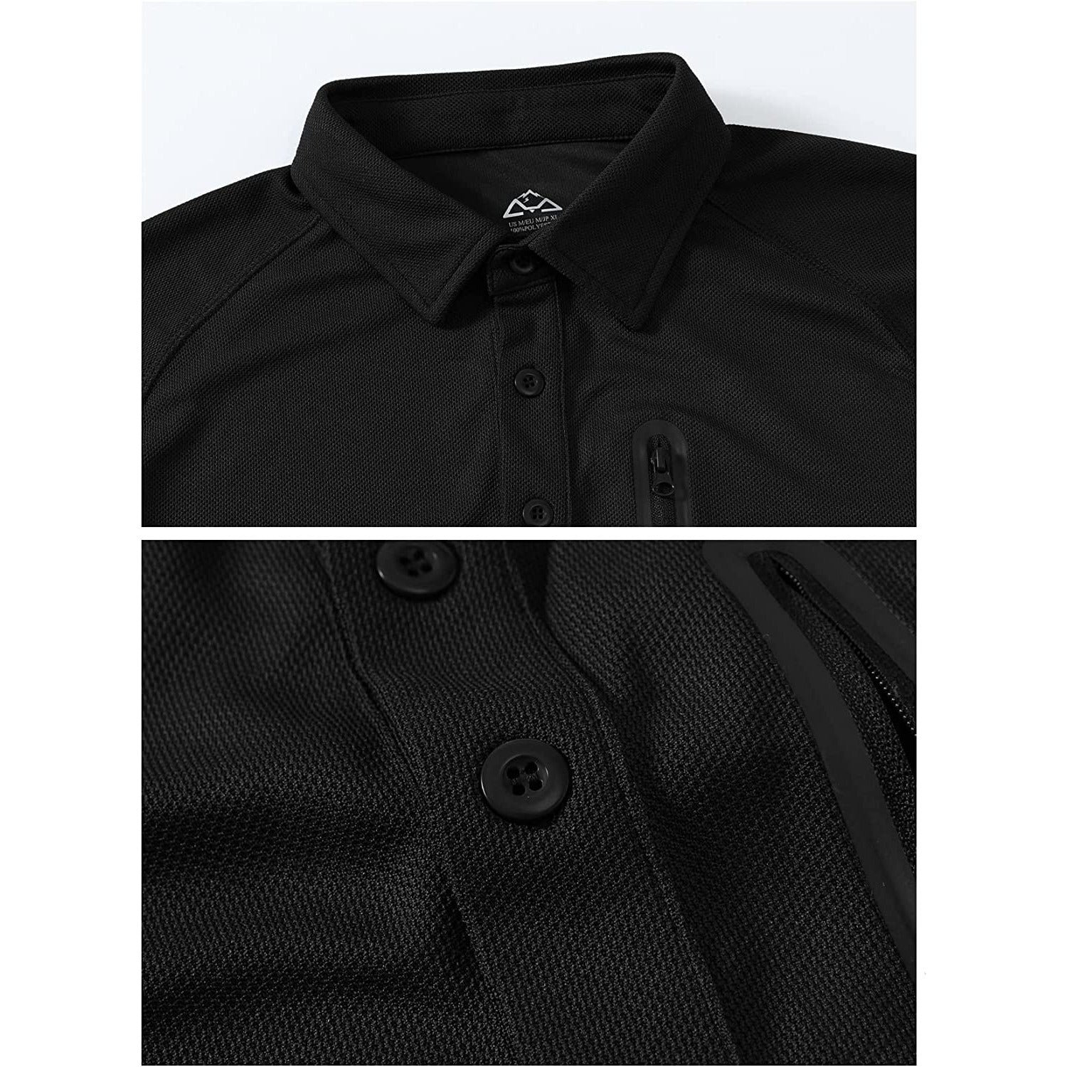 Rdruko - Outdoor Heren Polo - Quick Dry Stof - Sneldrogende Poloshirts - Ademend - Hiking Militair T-shirt - Korte Mouwen - Zwart