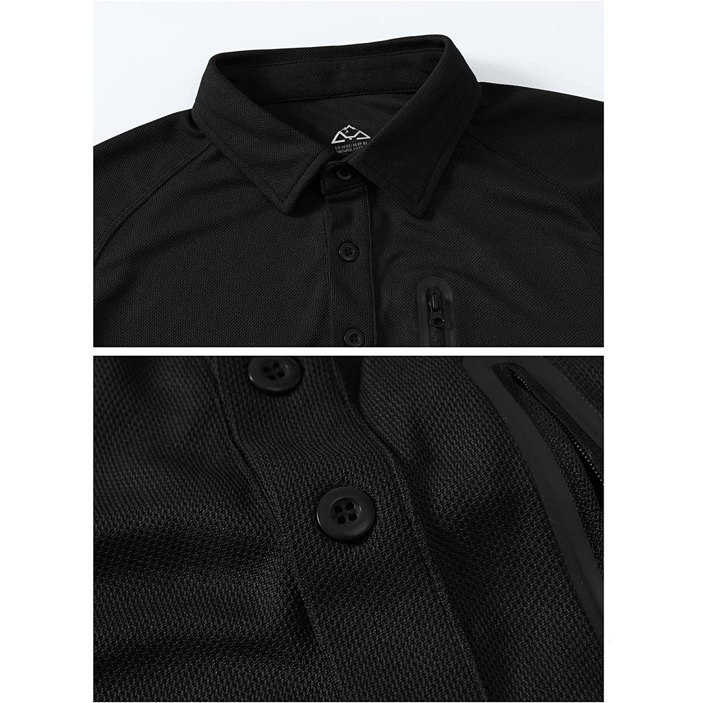 Rdruko - Outdoor Heren Polo - Quick Dry Stof - Sneldrogende Poloshirts - Ademend - Hiking Militair T-shirt - Korte Mouwen - Zwart