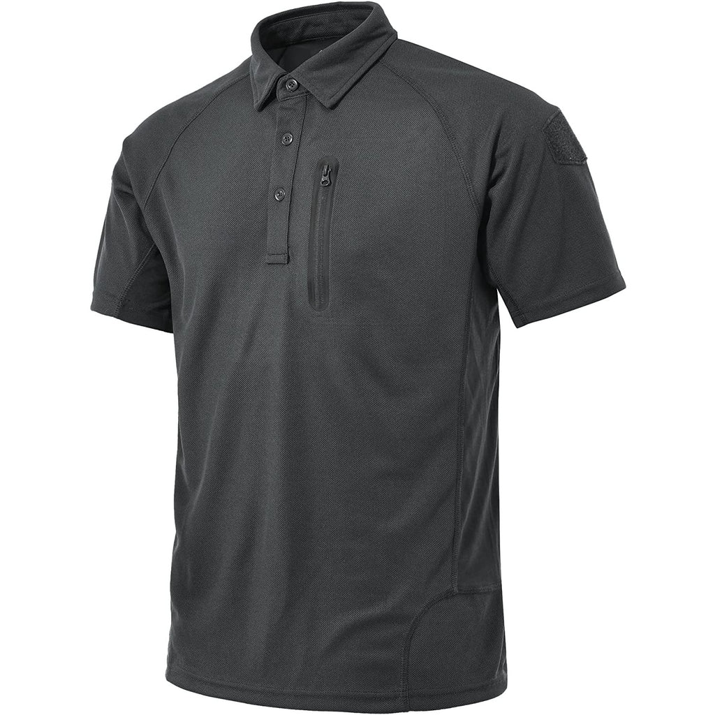 Outdoor Heren Polo - Quick Dry Stof - Sneldrogende Poloshirts - Ademend - Hiking Militair T-shirt - Korte Mouwen - Donkergrijs