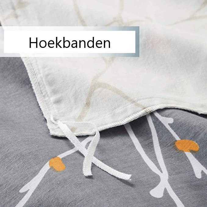 1 Persoons Dekbedovertrekset | Polyester Dekbedovertrek 135 x 200cm met Kussensloop 80x80cm | Grijze Takken