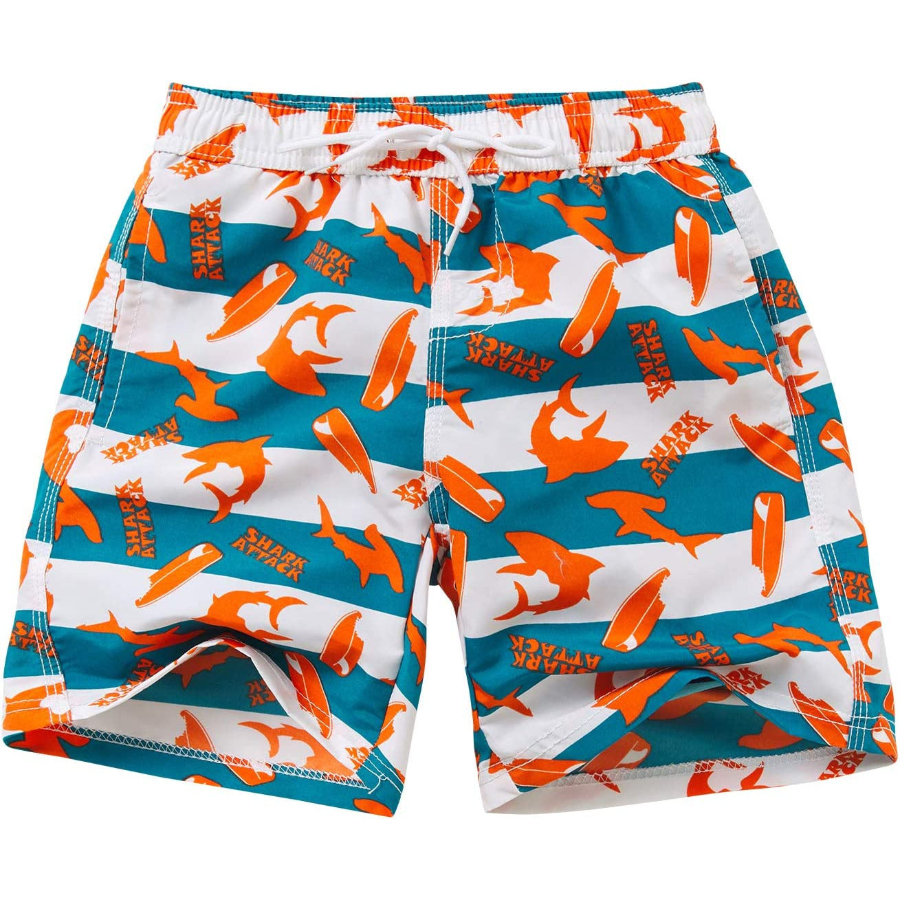 Jongens Zwemshorts - Sneldrogend en Comfortabel - Lichtgewicht en Ademend Polyester - Losse Pasvorm met Mesh Binnenbroek - Elastische Tailleband met Trekkoord - Zijdelingse Zakken en Achterzak met Klittenbandsluiting - Coole Motieven