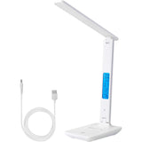 Smart LED Bureaulamp Met LCD Scherm - Natuurlijk Wit Tot Warm Wit Licht - Oog Beschermend - 3 Kleur Modus - 3 Helderheid niveau's - Ingebouwde Nood Accu - Verstelbaar - USB Stekker - Mobiel Houder - Wit