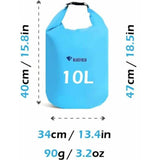 Waterdichte Drybag incl. Schouderriem- 10 liter Drybag - Lichtgewicht Sporttas - Waterdichte - voor Boot, Zwemmen, Kajak, Watersport, Drijven - Blauw