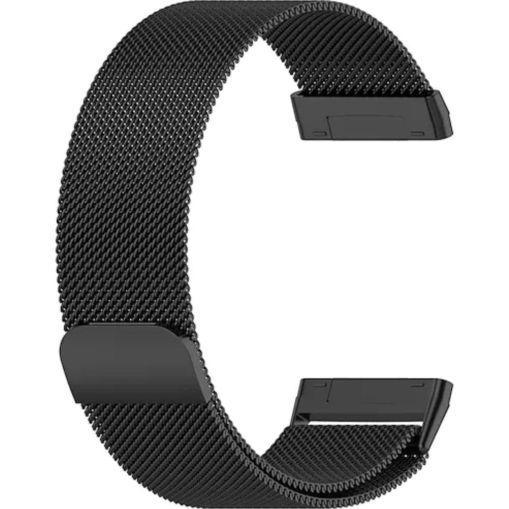 Vervangende Milanese Band - Compatibel Met Fitbit Versa 3 / Versa 4 / Sense 1 / Sense 2 - Ademend Roestvrij Staal Mesh Metalen Smartwatch Bandje - Met Sterke Magneetslot - Zwart