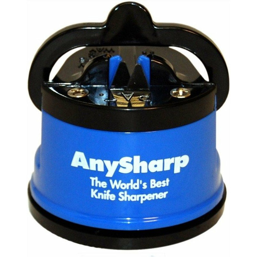 AnySharp - Professionele Messenslijper - met Zuignap - 6.3cm x 7cm - Essentials blue