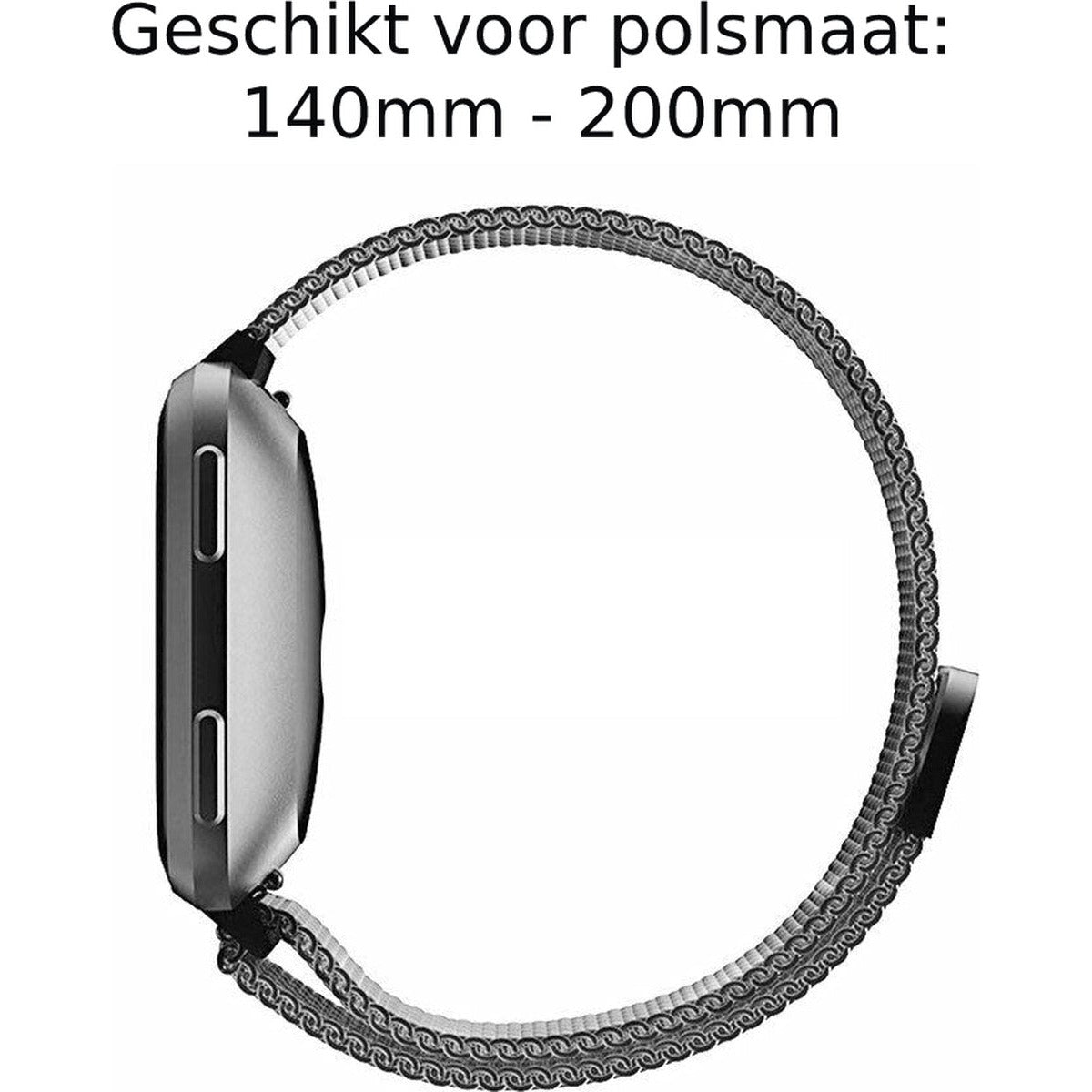 Metalen band voor Fitbit Versa 3/4 &amp; Sense/Sense 2 – roestvrijstalen mesh horlogebandje – verstelbare magnetische sluiting – ademend &amp; lichtgewicht design – vervangende armband 155–254 mm – geen gereedschap nodig – stijlvol smartwatch bandje