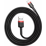 Baseus - USB Lightning Kabel - 1,5A - 2 Meter - Geschikt voor Apple iPhone - Nylon Gevlochten Oplaadkabel - Duurzaam Ontwerp - USB naar Lightning Kabel - Bestandsoverdracht en Opladen - Aluminium Connectors - Anti-War Technologie