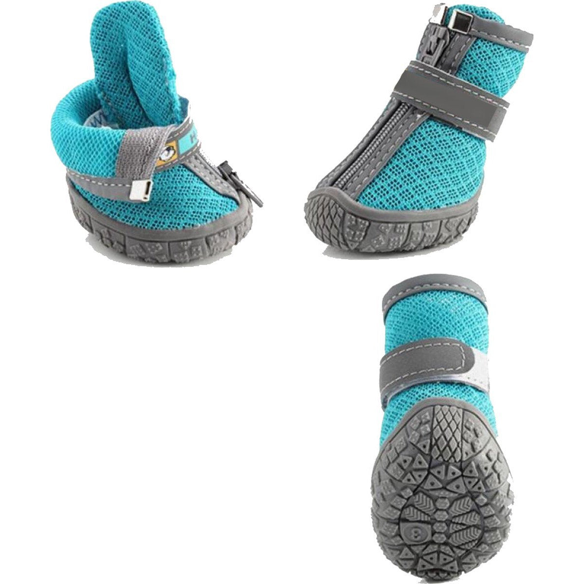 4 + 4 Stuks - Hondenschoenen En Hondensokken Set - Hondenlaarzen Met Rits En Bandje - Pootbeschermer - Puppy Slofjes - Antislip - Ademend Met Reflecterende Bandjes - Inclusief Bijpassende Honden Sokken - Maat 5 - XXL - Blauw
