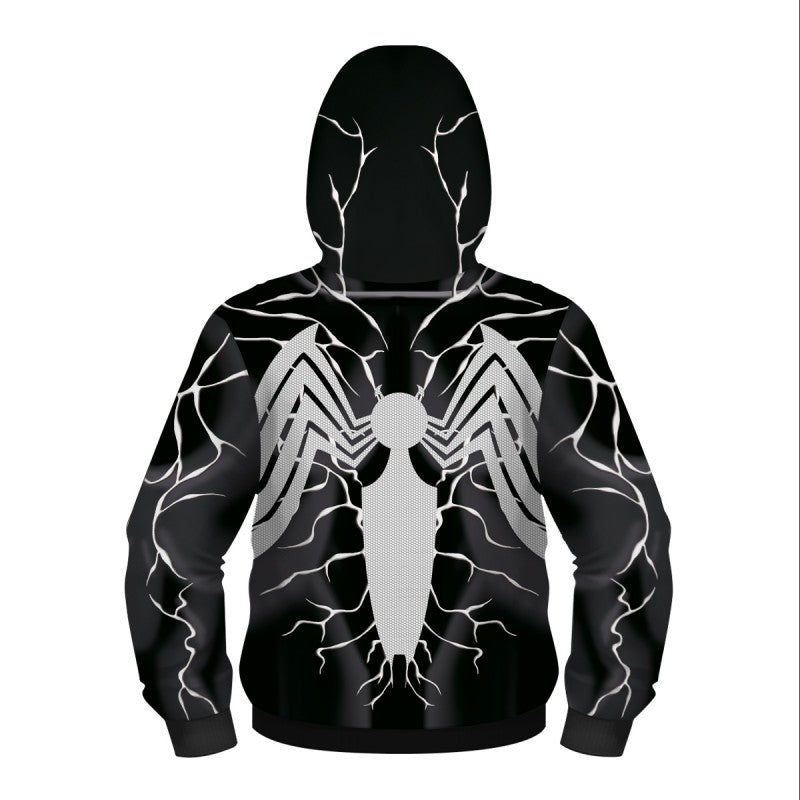 Spiderman Venom Hoodie -Voor Kinderen - Miles Morales - Zip-up Jas - Cosplay Sweatshirt - Hallo Carnaval - Hooded Kostuum - No Way Home