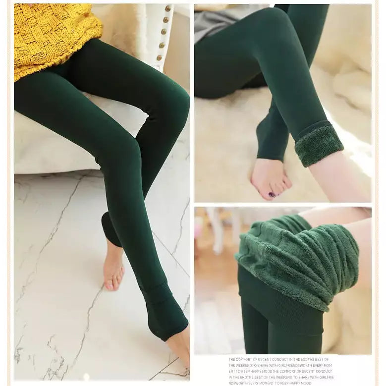 Gevoerde Warm Leggings voor Dames - Elastische Thermische Broek - Fleece Gevoerde Dikke Panty's - Met Hiel en Enkel Cover - Maat S / M - Zwart