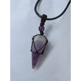 Amethist Hanger Ketting | 1 Stuk | Natuursteen, Gefacetteerde Kegelslinger voor Reiki, Chakra, Feng Shui met Waxkoord