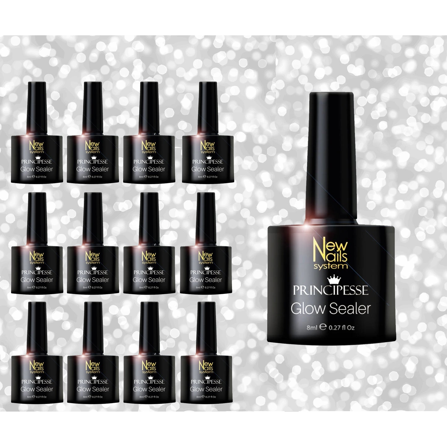 12 Stuks - 8ml Reflecterende Glitter Gel Nagellak - Professioneel - Schitterende Diamant Nagellak Gel - Glow Sealer - Zilveren Nagellak - Soak Off UV Gel