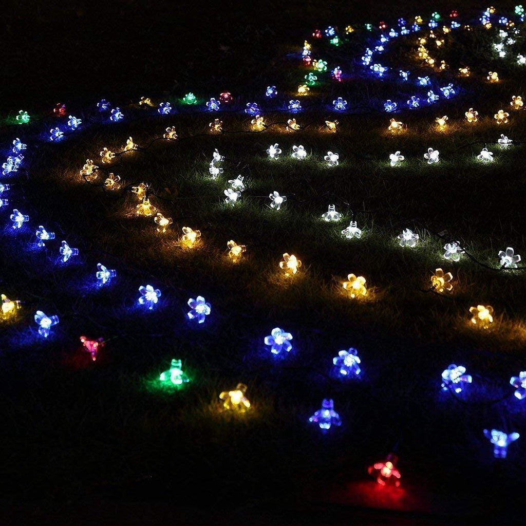 Solar LED String Lichten - Multi- Kleur Bloemen Tuin Verlichting - 10 Meter - 60LED Lichtslinger - Sfeerverlichting - Voor binnen en buiten - Decorative Lighting - Lichtsnoeren -Tuinverlichting zonne-energie - Fairy Lights - Bloem Figuur