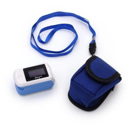 Oxy+ Digitale zuurstof saturatiemeter - met 2 kleuren OLED display - Anti-slip Siliconenclip - Saturatie Meter - Blauw / Wit