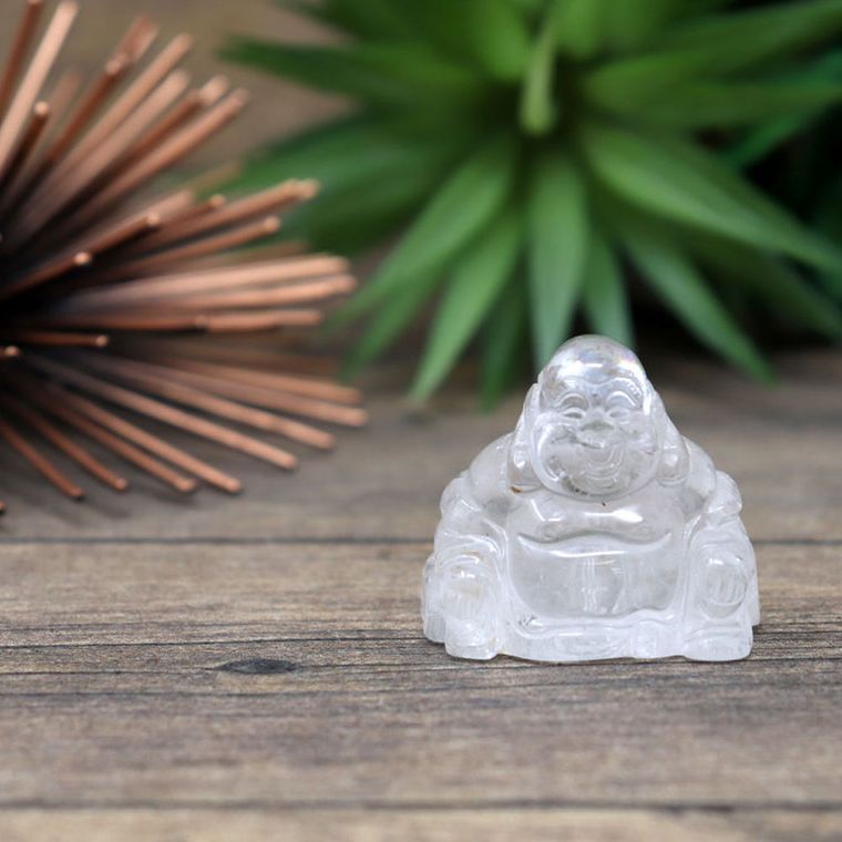 Bergkristal Buddha | 1 Stuk | Handgesneden Natuurstenen Beeldje voor Meditatie, Feng Shui | 3,5 cm