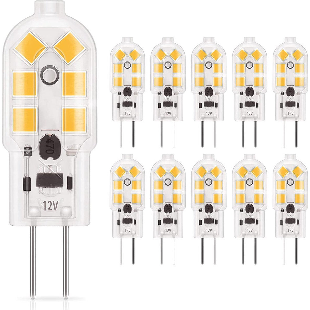 10 Stuks - G4 - 1.5W - LED Lamp - 180 Lumen - AC/DC - 12V - Vervanging Lampen - Niet dimbaar - Warm wit - 3000K - Pin Lamp